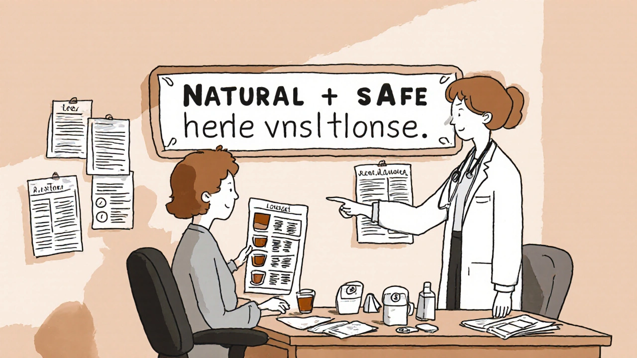 Patient and doctor discussing herbal teas during a medical appointment