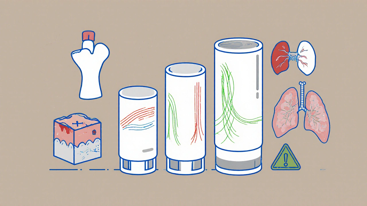 Three inhalers compared by systemic absorption with visual indicators