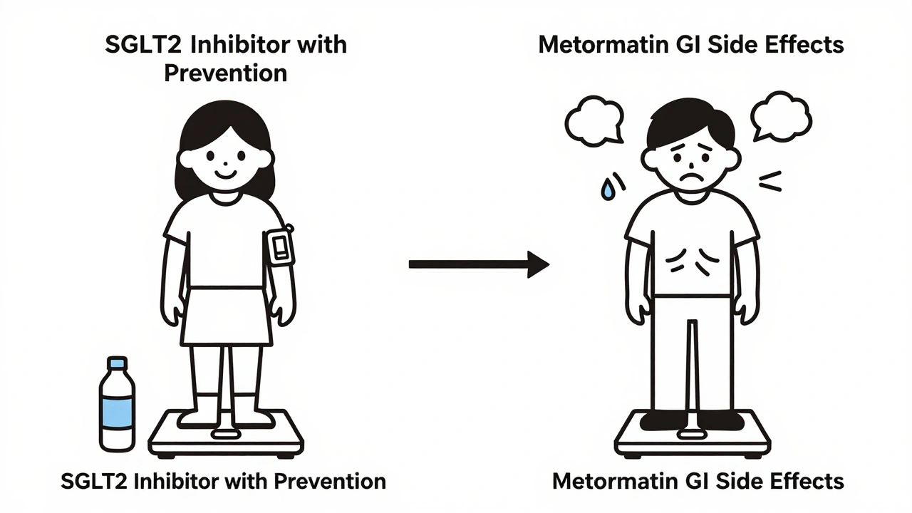 Two patients showing contrasting experiences with diabetes medications.