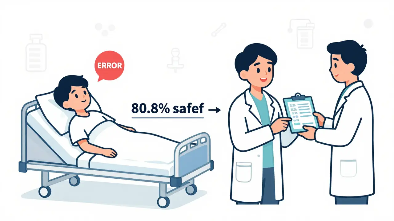 Split scene: patient in danger from paper script vs. safe digital prescription.