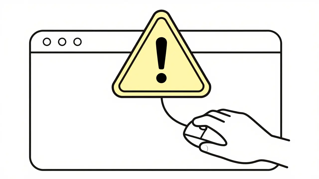 A caution symbol above a computer screen representing online safety