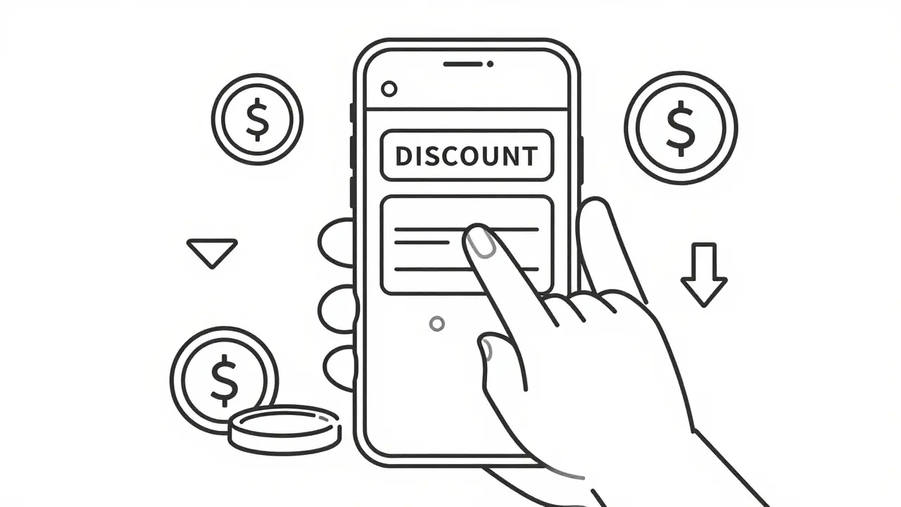 Smartphone showing discount app for prescriptions