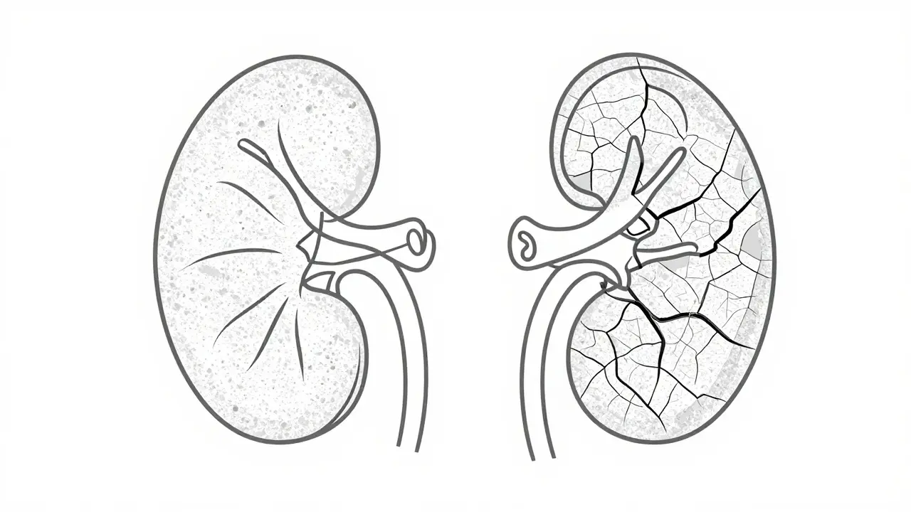 Abstract line art of kidneys turning dry