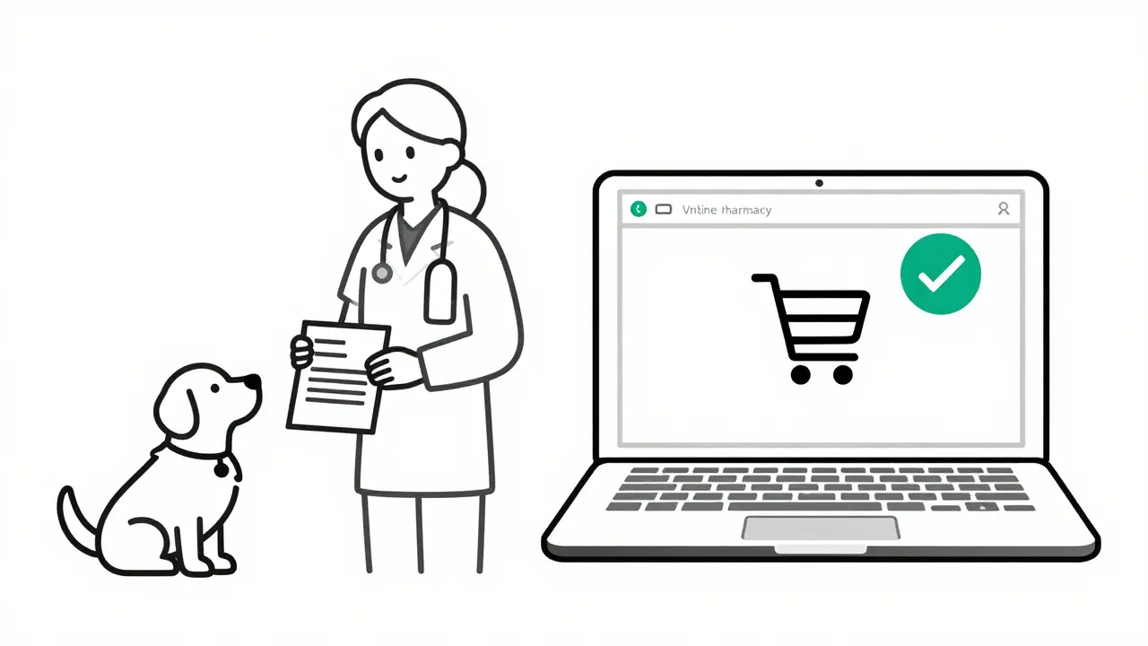 Vet prescription leading to online pharmacy purchase