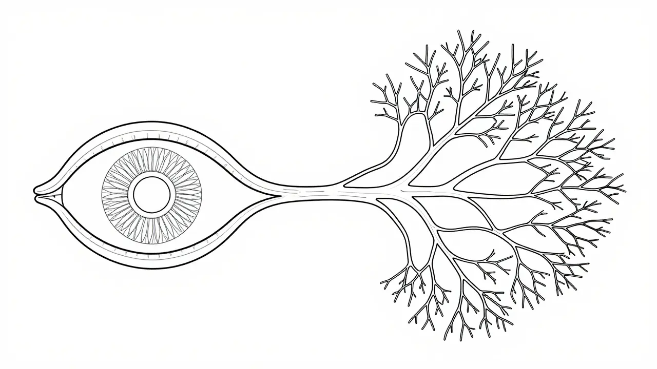 Abstract line art of retinal blood vessels