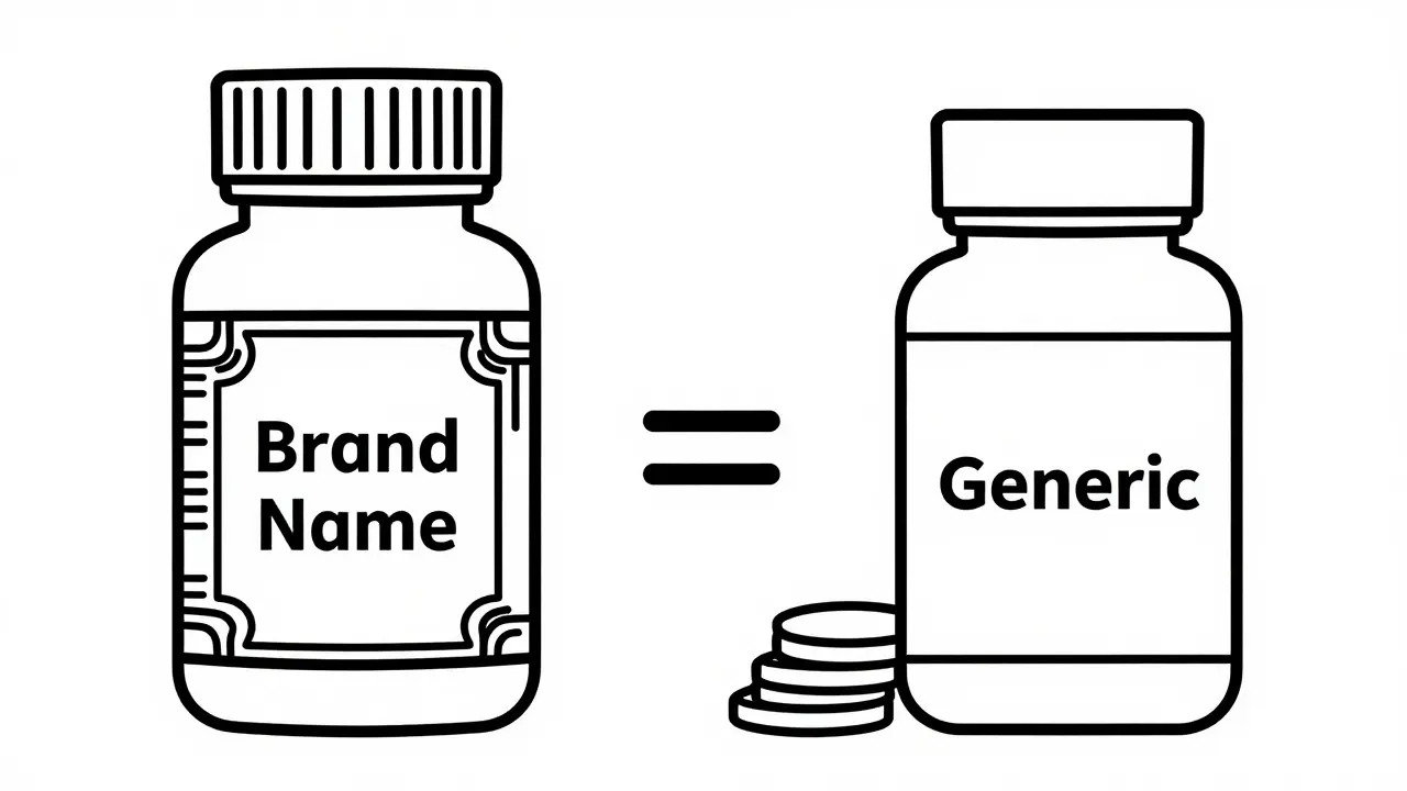 Comparison of brand name vs generic pill bottles