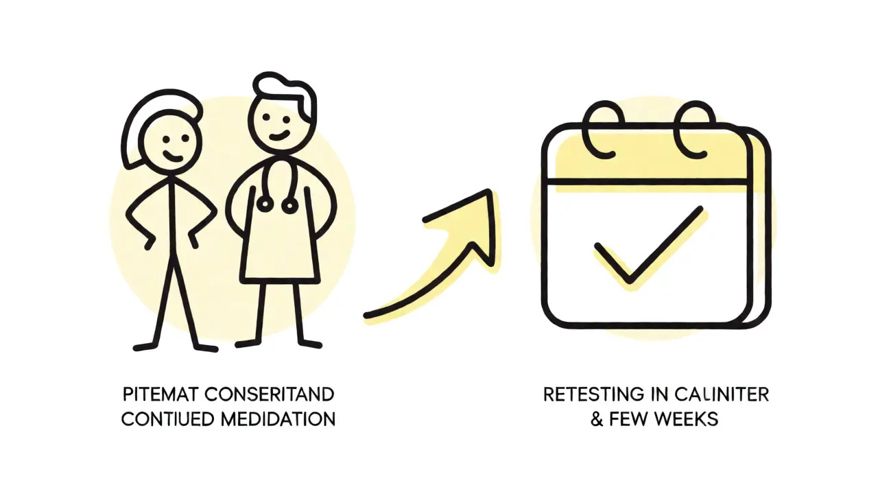 Doctor and patient consulting beside a calendar and trend arrow