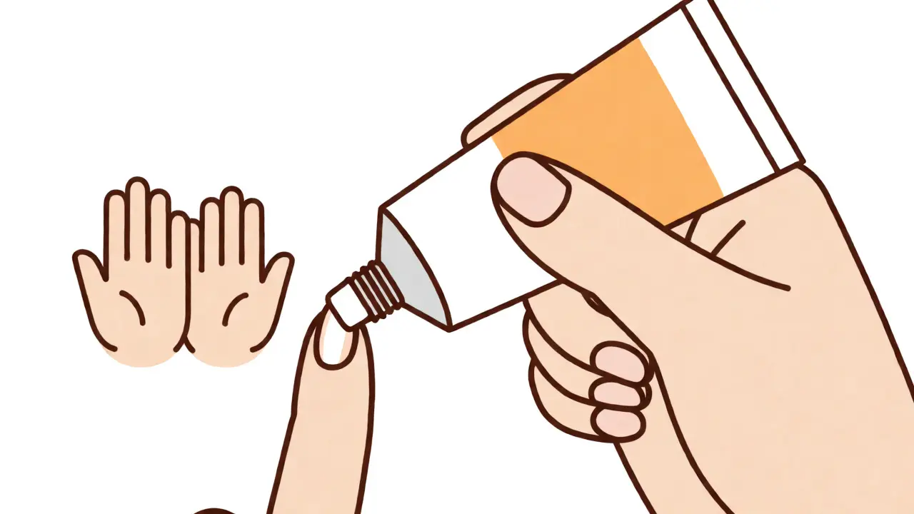 Illustration of fingertip unit dosage measurement